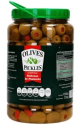 Aceituna verde rellena con pimiento Vermex Frasco de 1 Kg