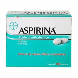 Aspirina acido acetilsalicilico 500 mg Caja de 100 tabletas