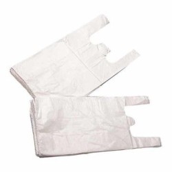 Bolsa polipapel tipo camiseta No. 2 color blanco 25 x 45 cm