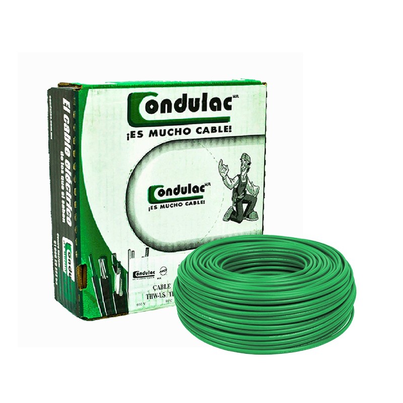 CONDULAC Caja 100 Mts Cable Verde Thw Cal 14 Awg  100%cobre