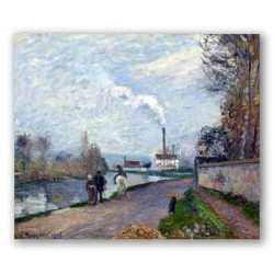El Río Oise cerca de Pontoise con Cielo Gris