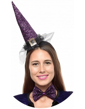 Bruja morada con brillos