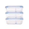 Set 3 contenedores vidrio rectangular 2div 1.05 Lt