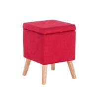 Taburete con almacenamiento rojo