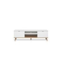 MESA TV BLANCO CON ROBLE