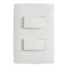 PLACA Y 2 INTERRUPTORES SENCILLOS BLANCO