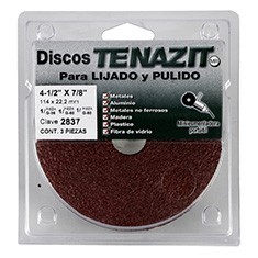 DISCO PARA LIJADO Y PULIDO DE 4 1/2 X 7/8 PULGADA ROJO 3 PIEZAS