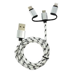 CABLE USB 3 EN 1 LIGHTINGH TIPO C NEGRO