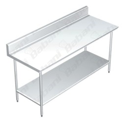 Mesa de Tajo con Lambrín CON Entrepaño - 2.40 X 0.70 X 0.90    Acero Inoxidable Tipo 441