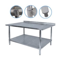 Mesa de Trabajo a Muro con Entrepaño T304 1.52 x 0.76 x 0.87 mts.