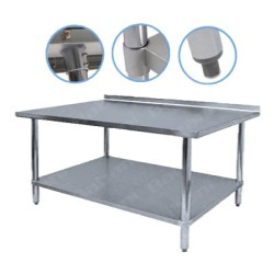Mesa de Trabajo a Muro con Entrepaño T304 1.83 x 0.76 x 0.87 mts.