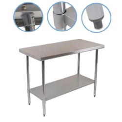 Mesa de Trabajo en Isla con Entrepaño T304 1.52 x 0.76 x 0.87 mts.