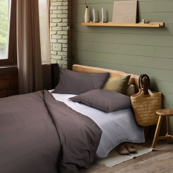 Funda Duvet Matrimonial / Queen Rayas Gris 100% Algodón 110G Home Nature