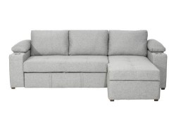 Sala Esquinera Kalesy De Tela Con Cama Color Gris