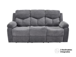 Sofá Reclinable Emily De Tela Color Gris