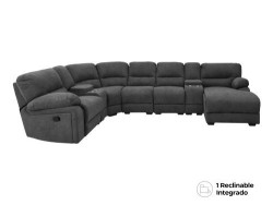 Sala Esquinera Memphis Reclinable De Tela Color Gris