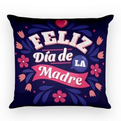Cojín Feliz Día De La Madre Flores Azul Ch