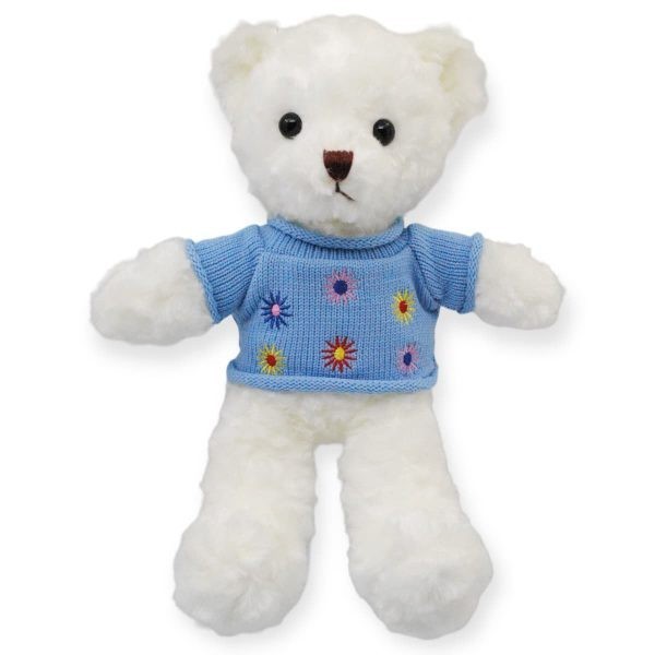 Oso Flowy Blanco Con Suéter Azul Med