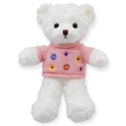 Oso Flowy Blanco Con Suéter Rosa Med