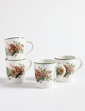 Set de tazas americana Holly Berry 4 piezas