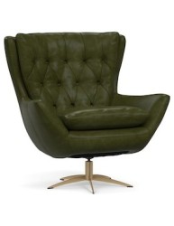Sillón Wells estilo clásico renovado de piel
