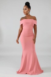 MAXI VESTIDO DIVA DRAPEADO PALO DE ROSA
