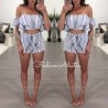 SET PALAZZO RUFLE RAYADO AZUL/BLANCO.