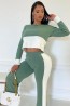 SET PANTS TEJIDO SAGE/BLANCO