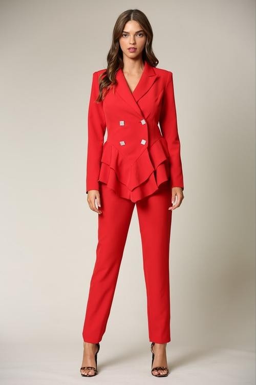 SET SCARLETH ROJO PEPLUM